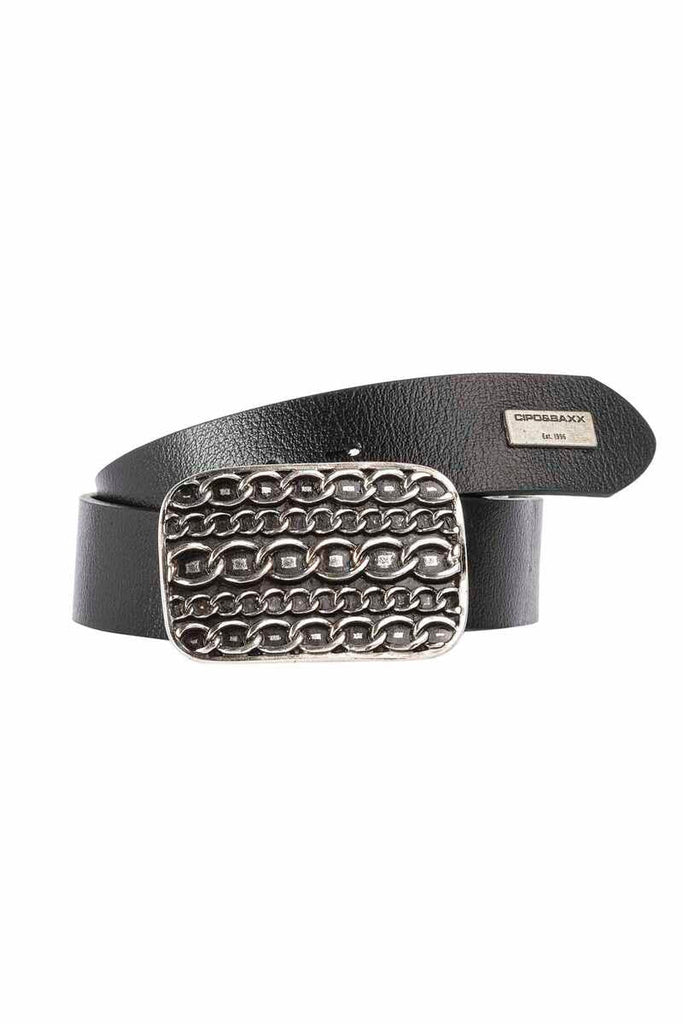 cipo & baxx CG164 Leather Belt with Metal Chain Buckle WHITE