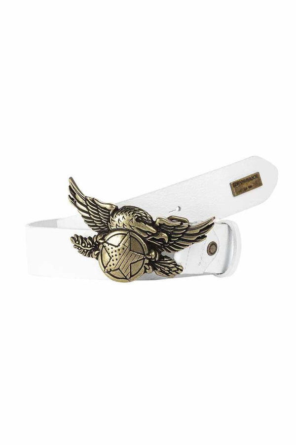Cipo & Baxx CG169 Eagle Pattern Buckle Leather Men's Belt WHITE