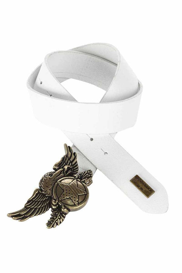 Cipo & Baxx CG169 Eagle Pattern Buckle Leather Men's Belt WHITE