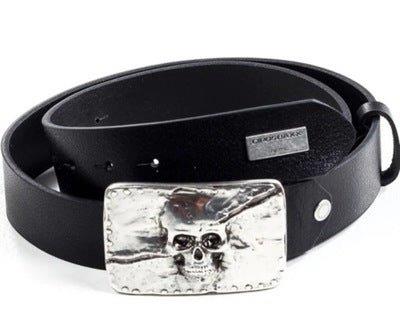 Cipo & Baxx CG170 Skull Silhouette Leather Belt WHITE