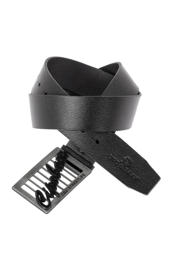 Cipo & Baxx CG191 Leather Belt With Metal Buckle BLACK