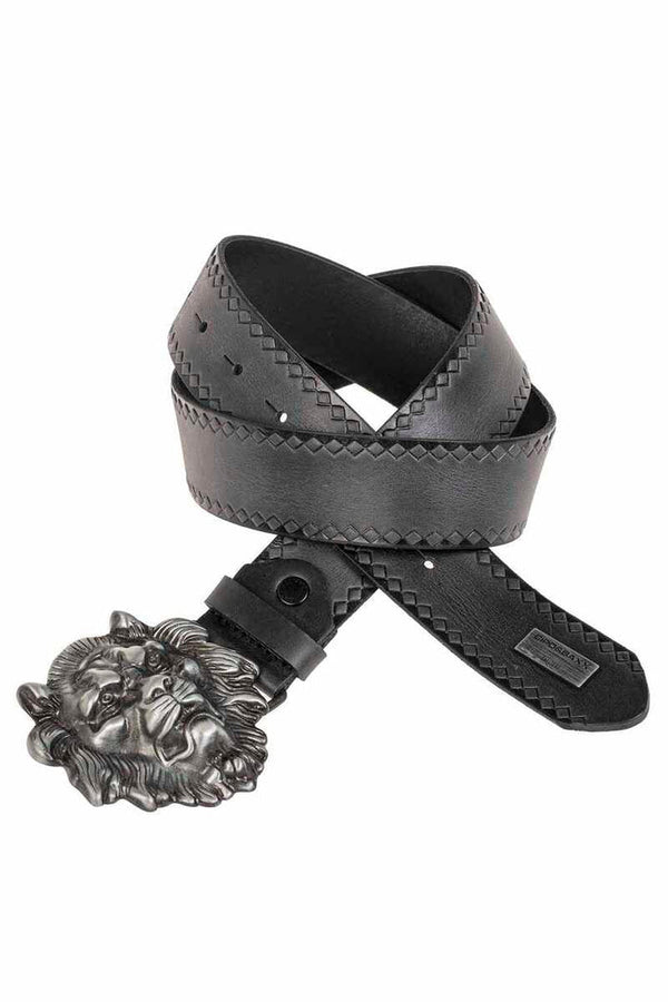 Cipo & Baxx CG196 Leather Belt With Lion Buckle WHITE