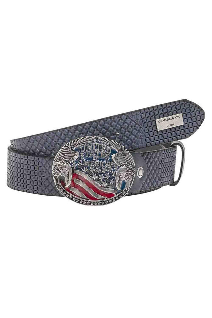cipo & baxx CG197 Leather Belt with Metal Buckle BLACK