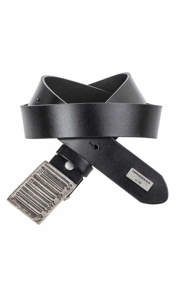 Cipo & Baxx CG201 Leather Belt With Metal Buckle BLACK