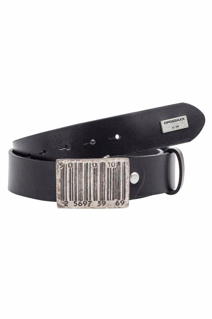 cipo & baxx CG201 Leather Belt with Metal Buckle BLACK