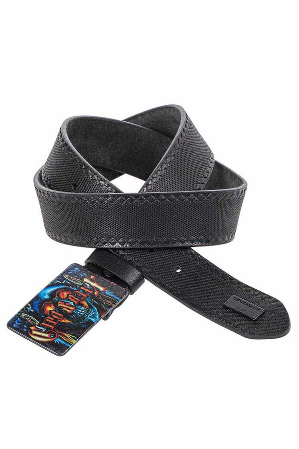 Cipo & Baxx CG205 Metal Buckle Printed Leather Belt BLACK