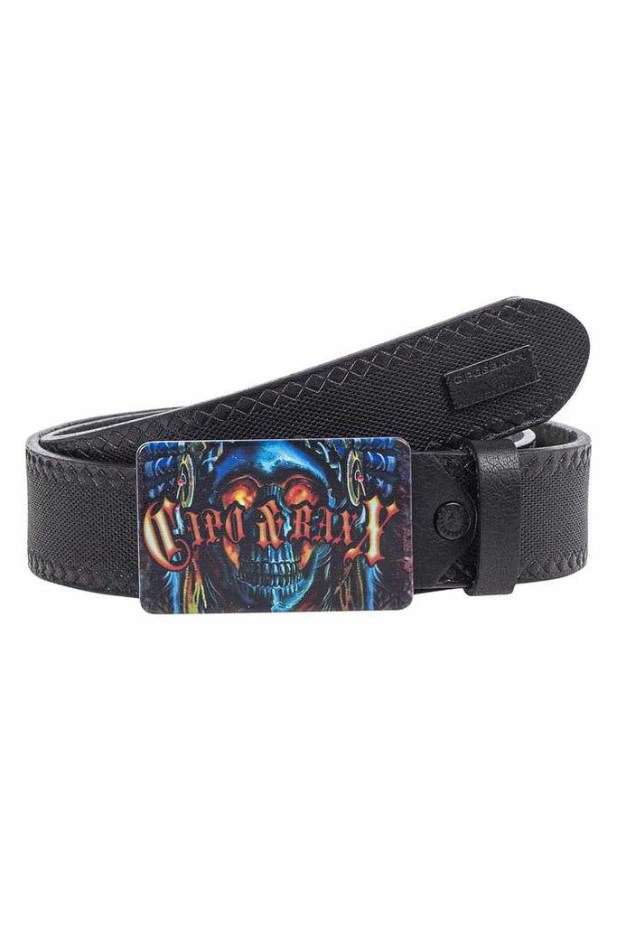 cipo & baxx CG205 Metal Buckle Printed Leather Belt BLACK