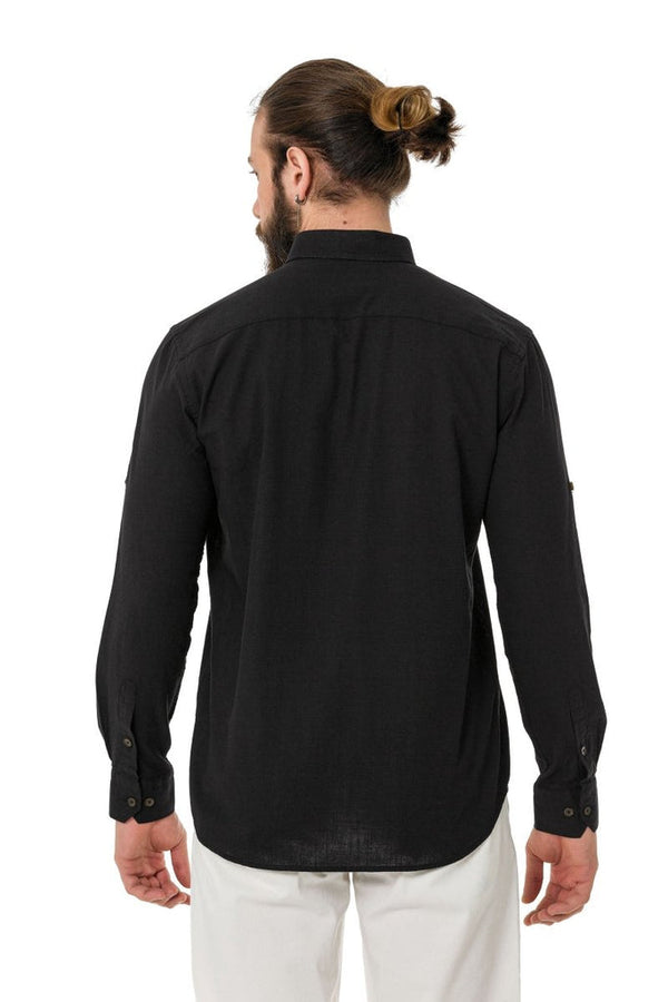 Cipo & Baxx CH199 Summer Linen Regular Fit Shirt BLACK