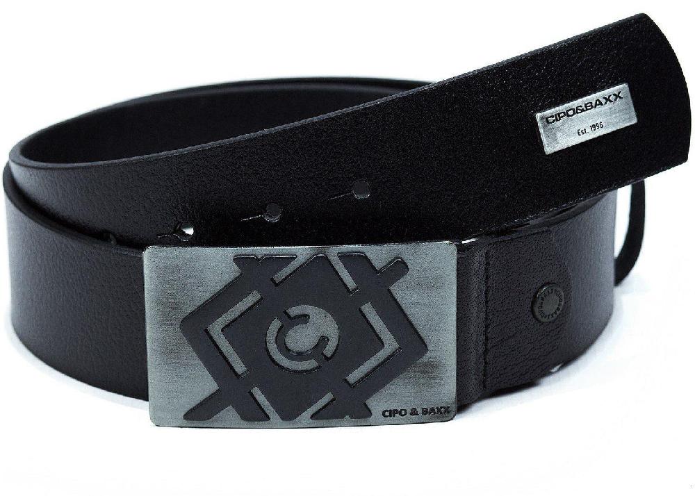cipo & baxx C44856 Men's Leather Belt BLACK