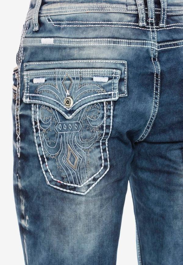 Cipo & Baxx CD314 Men's Relaxed Fit Cut Jeans BLUE