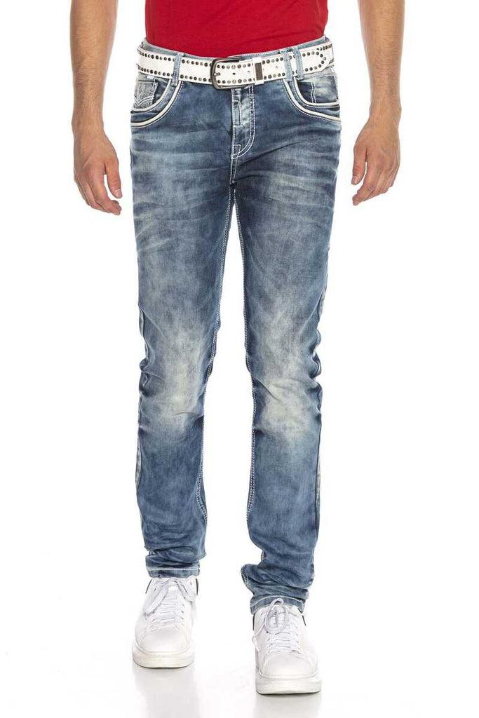cipo & baxx CD314 Men's Relaxed Fit Cut Jeans BLUE