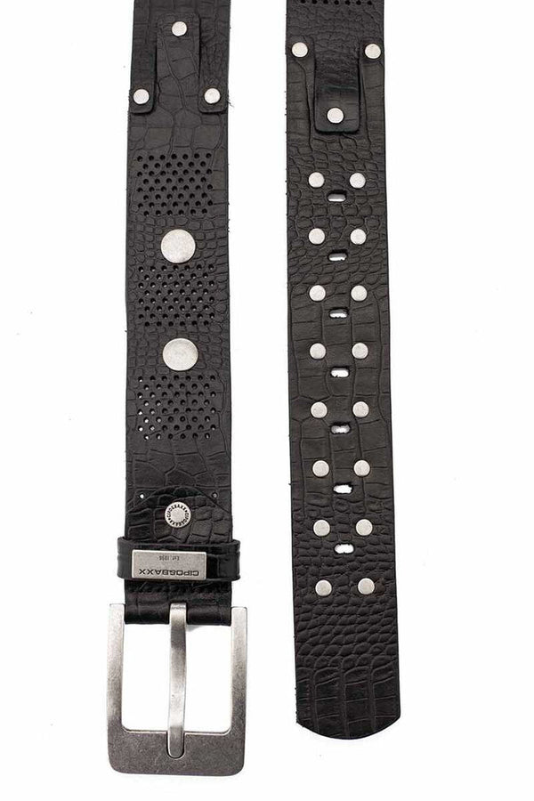 Cipo & Baxx CG158 Riveted Men's Leather Belt BLACK