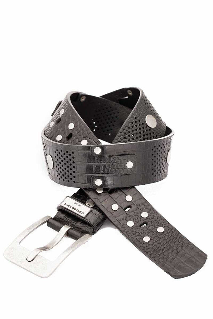 cipo & baxx CG158 Riveted Men's Leather Belt BLACK
