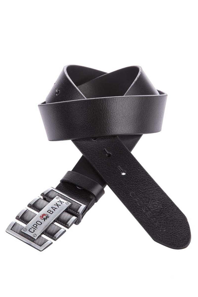 cipo & baxx CG160 Men's Leather Belt with Logo WHITE