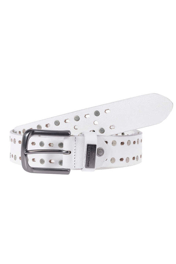 Cipo & Baxx CG180 Metal Leather Belt WHITE