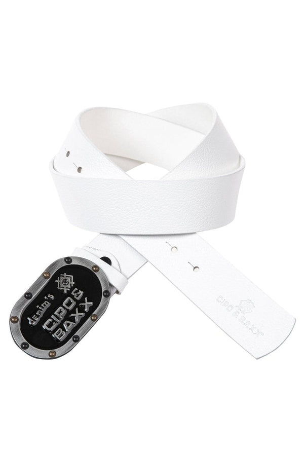 Cipo & Baxx CG193 Men's Leather Belt WHITE