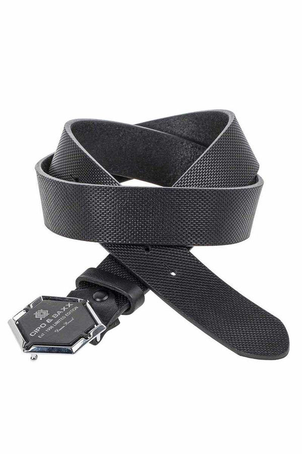 Cipo & Baxx CG194 Men's Leather Belt BLACK