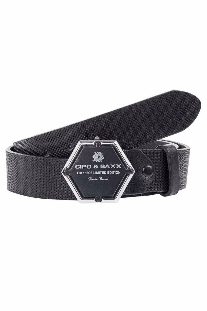 cipo & baxx CG194 Men's Leather Belt BLACK