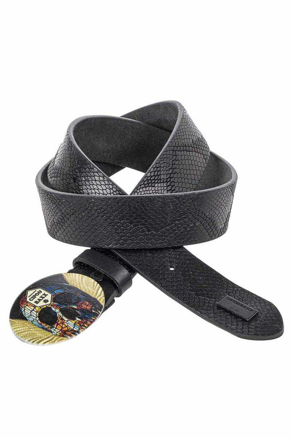 Cipo & Baxx CG202 Buckle Leather Belt BLACK