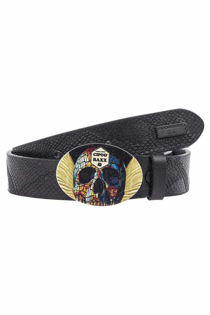 cipo & baxx CG202 Buckle Leather Belt BLACK
