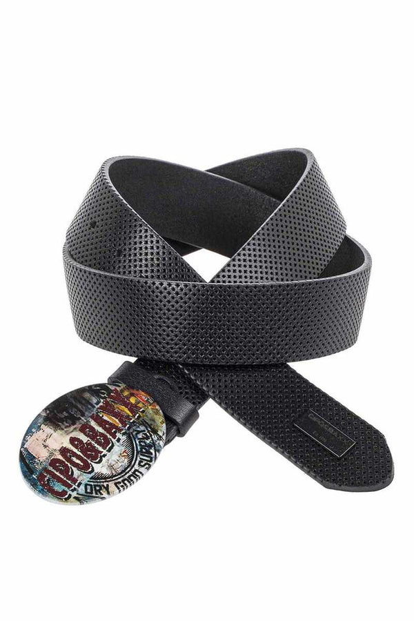 Cipo & Baxx CG206 Buckle Leather Belt BLACK