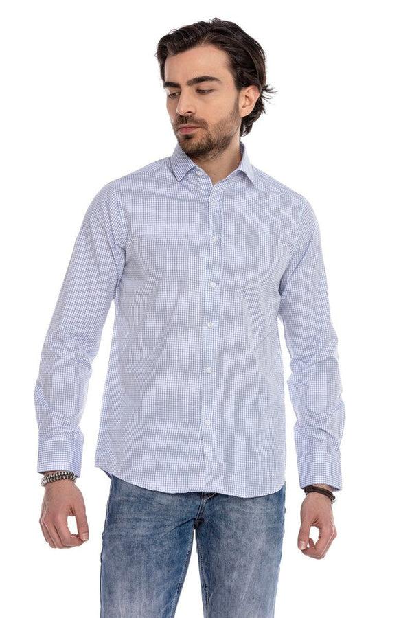 Cipo & Baxx CH176 Slim Checkered Men's Shirt BLUE