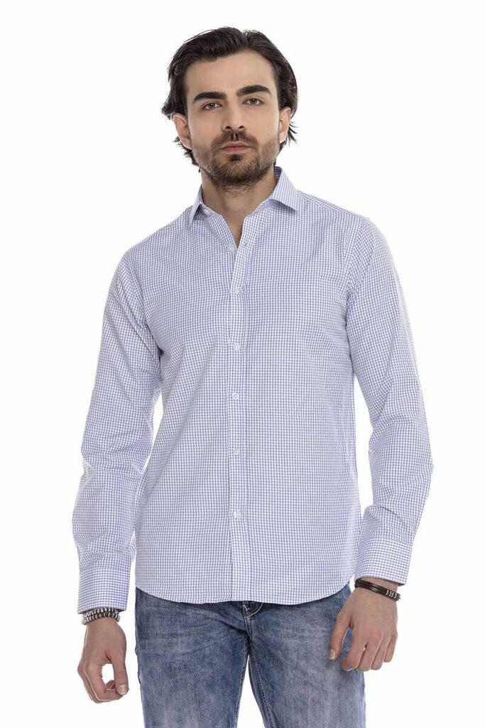 cipo & baxx CH176 Slim Checkered Men's Shirt BLUE