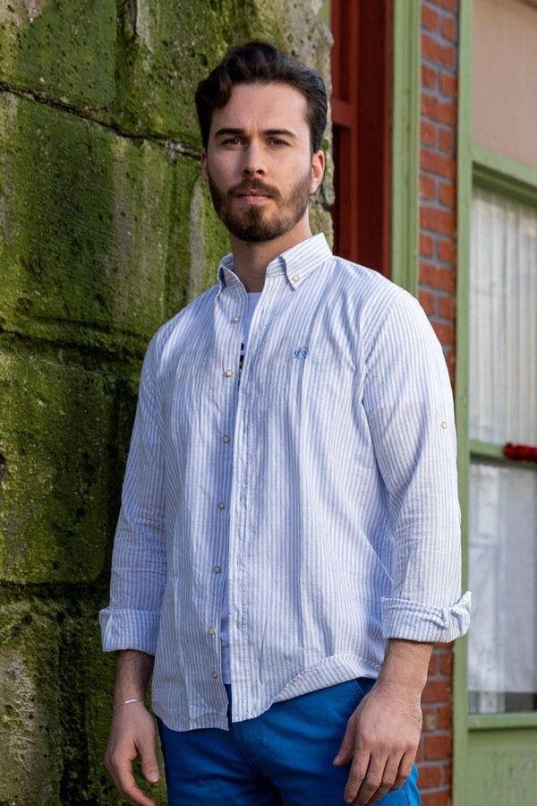 Cipo & Baxx CH194 Striped Linen Shirt BLACK