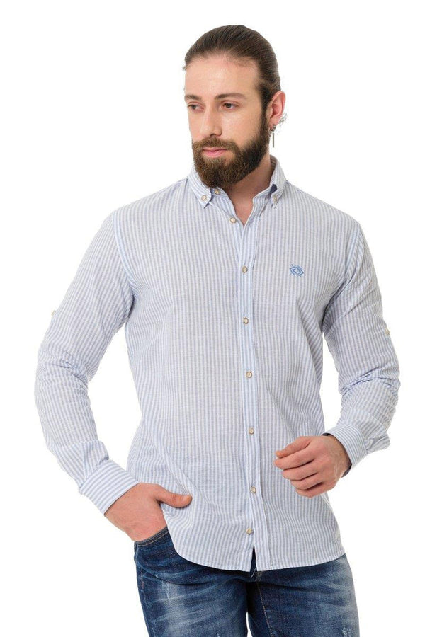 Cipo & Baxx CH194 Striped Linen Shirt BLACK