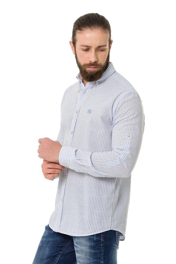 Cipo & Baxx CH194 Striped Linen Shirt BLACK