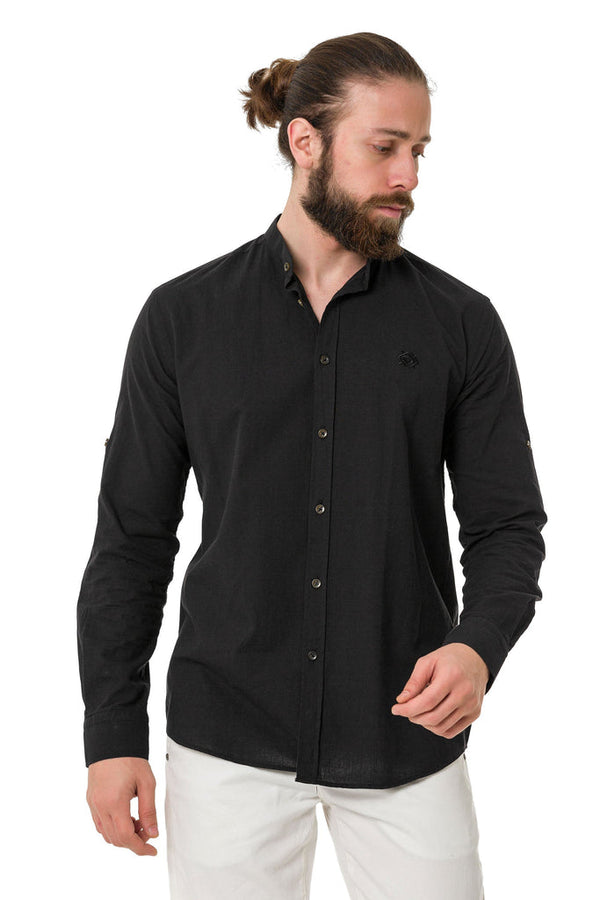 Cipo & Baxx CH198 Linen Summer Shirt BLACK