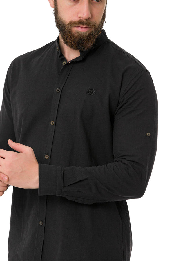 Cipo & Baxx CH198 Linen Summer Shirt BLACK