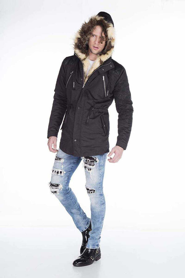Cipo & Baxx CJ195 Hooded Men's Coat BLACK