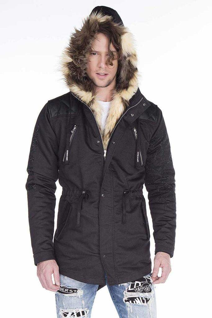 cipo & baxx CJ195 Hooded Men's Coat BLACK