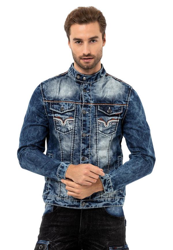 Cipo & Baxx CJ279 Detailed Men's Jeans Jacket BLUE