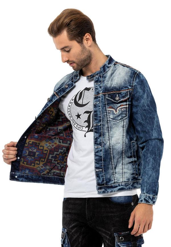 Cipo & Baxx CJ279 Detailed Men's Jeans Jacket BLUE