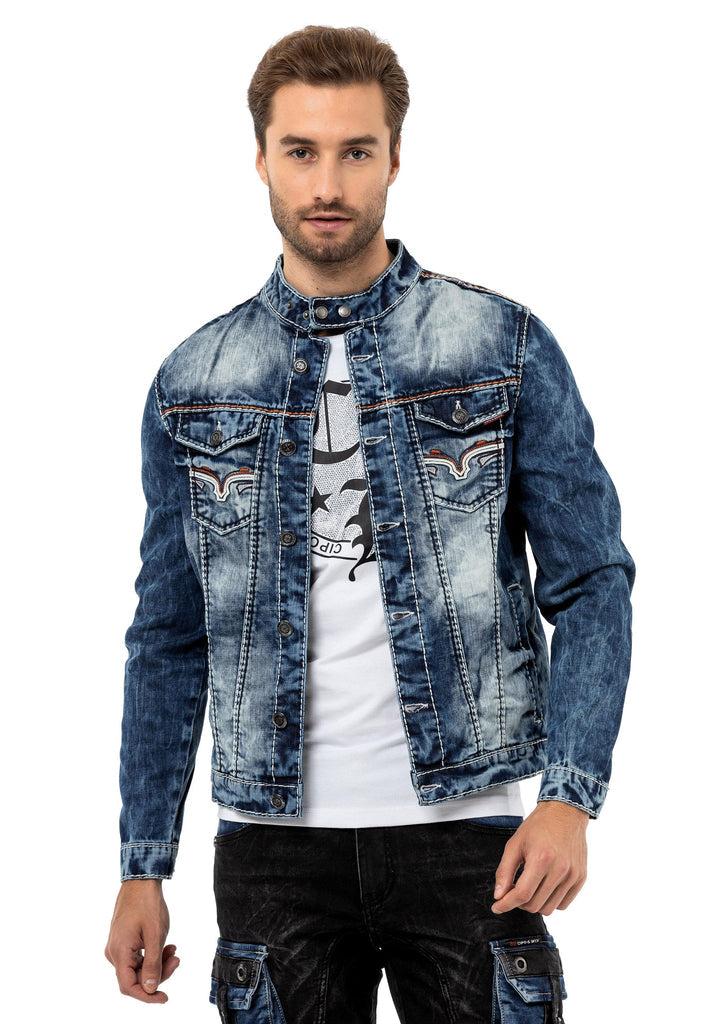 cipo & baxx CJ279 Detailed Men's Jeans Jacket BLUE