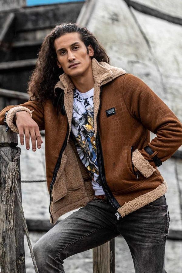 Cipo & Baxx CJ286 Furry Suede Jacket BLACK