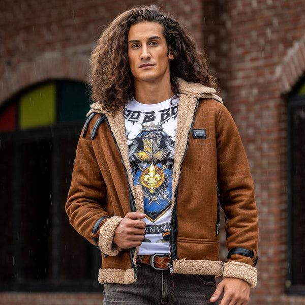 Cipo & Baxx CJ286 Furry Suede Jacket BLACK