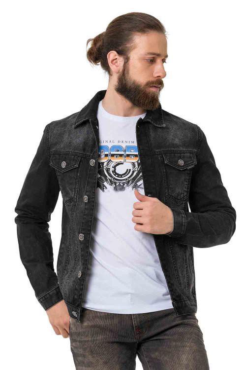 Cipo & Baxx CJ289 Matte Men's Denim Jacket BLACK