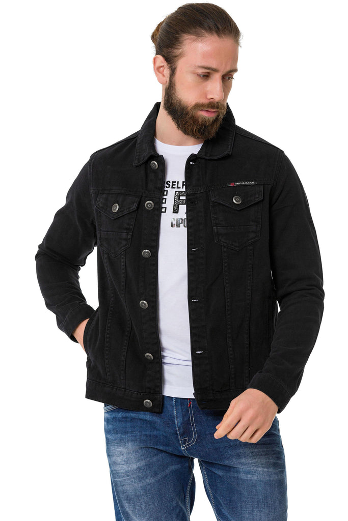 cipo & baxx CJ289 Matte Men's Denim Jacket BLACK