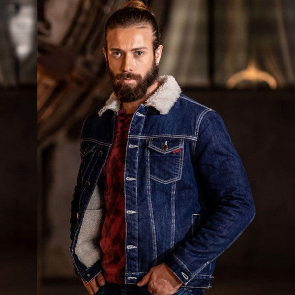 Cipo & Baxx CJ294 Furry Men's Denim Jacket BLUE