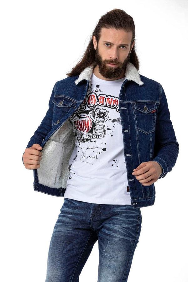 Cipo & Baxx CJ294 Furry Men's Denim Jacket BLUE