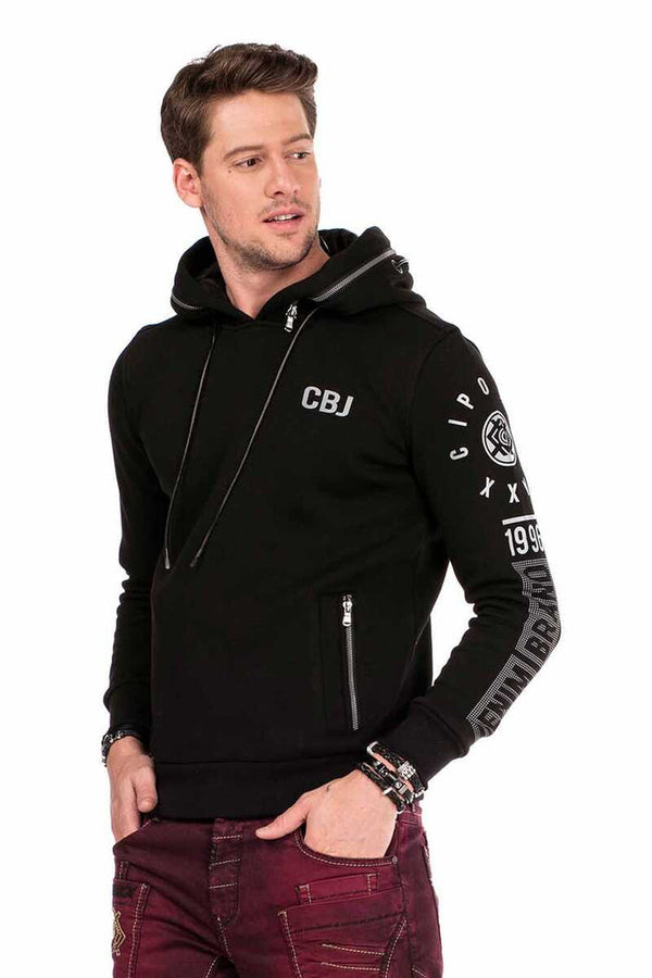 Cipo & Baxx CL303 Printed Hooded Men's Hoodie BLACK