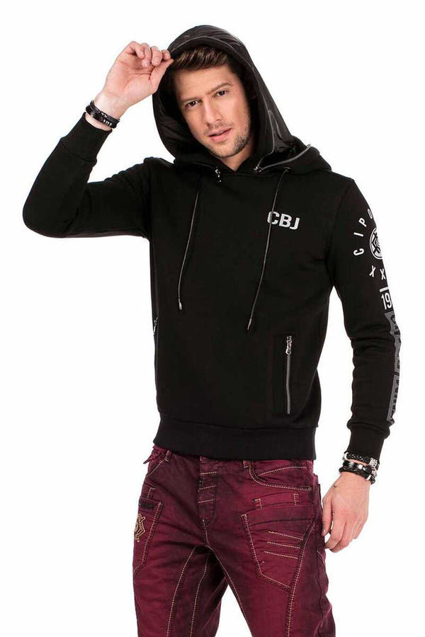 Cipo & Baxx CL303 Printed Hooded Men's Hoodie BLACK