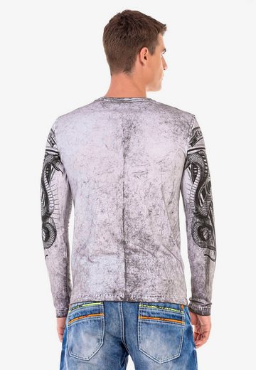 Cipo & Baxx CL449 Wash Printed Thin Sweatshirt BLACK