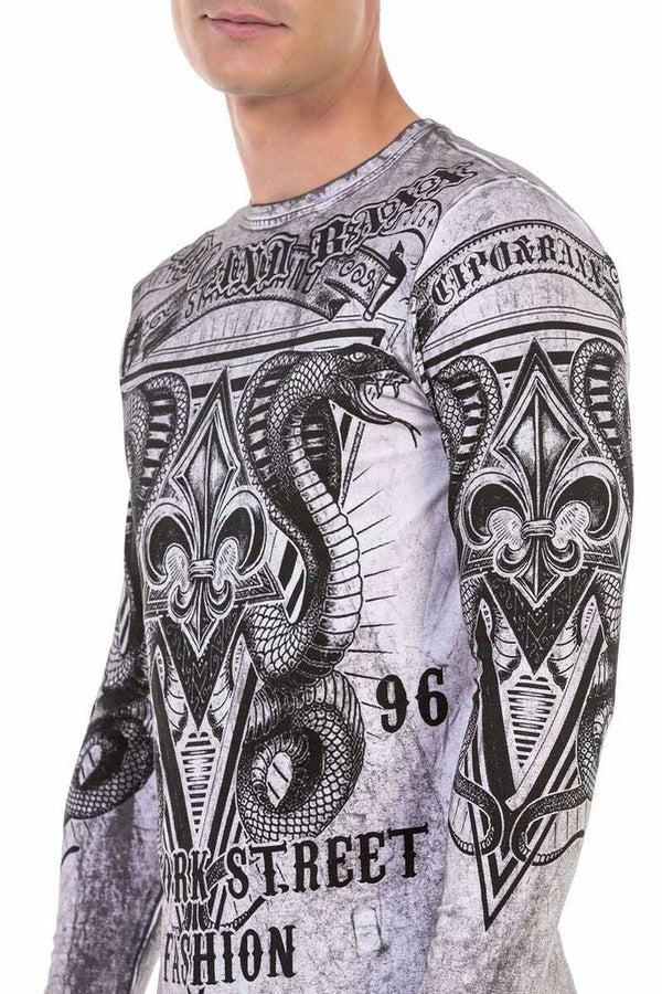 Cipo & Baxx CL449 Wash Printed Thin Sweatshirt BLACK