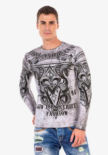 cipo & baxx CL449 Wash Printed Thin Sweatshirt BLACK
