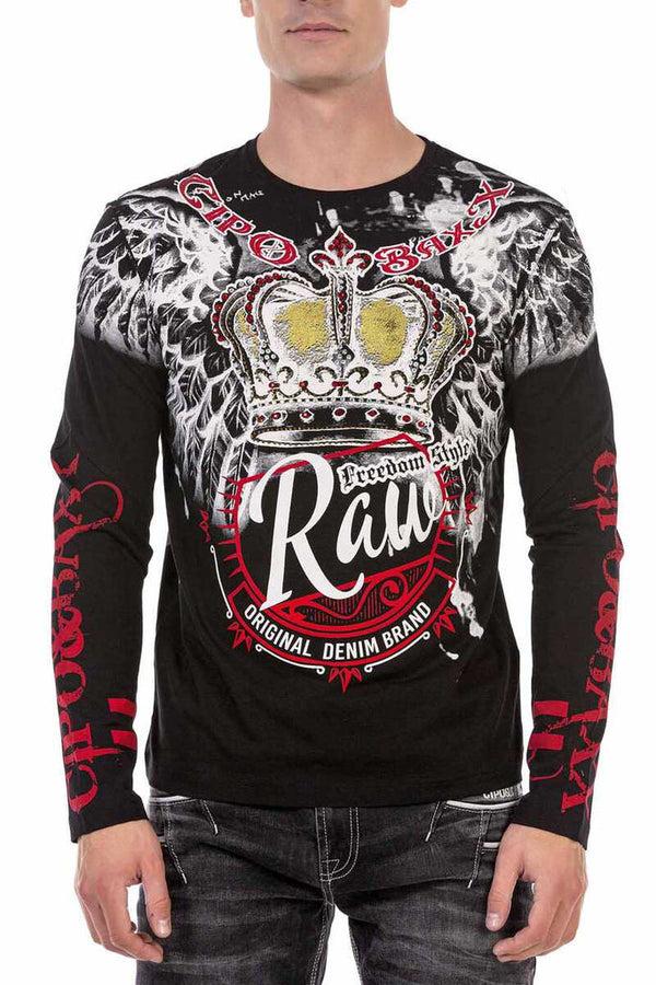 Cipo & Baxx CL451 Stone Printed Sweatshirt BLACK