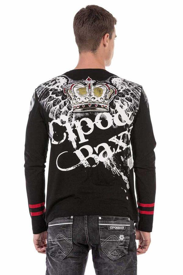 Cipo & Baxx CL451 Stone Printed Sweatshirt BLACK